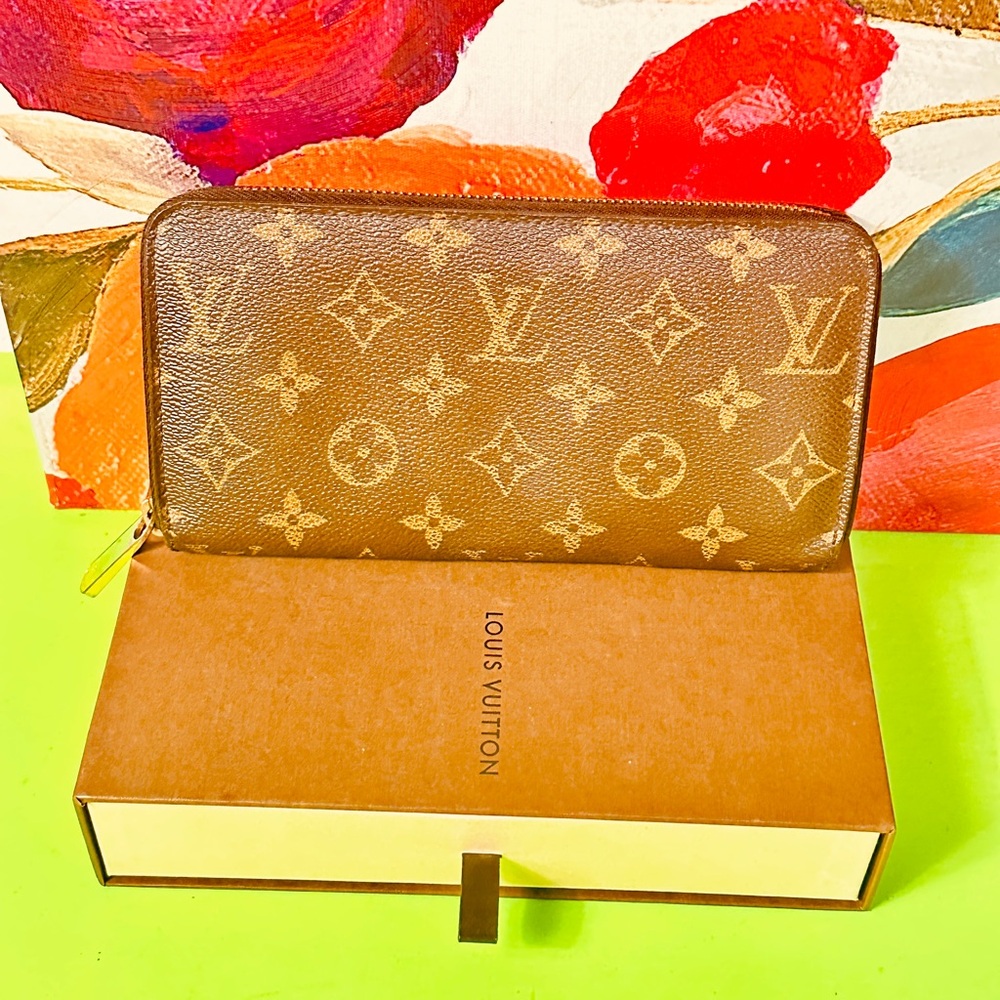 Louis Vuitton Classic Monogram Zipper Wallet Red interior